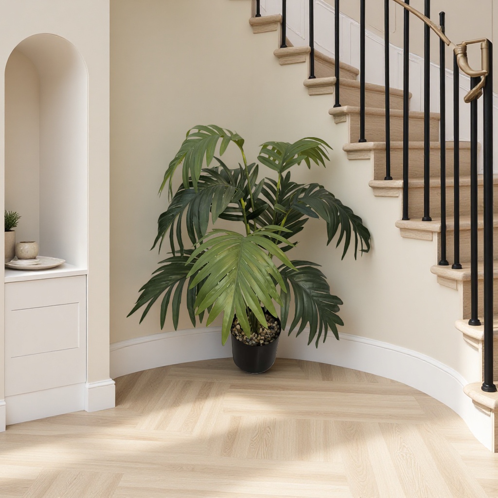 Green plant potted plants, artificial green plant ornaments, for living room and balcony decoration, sun-resistant and no need for watering Application Scenario