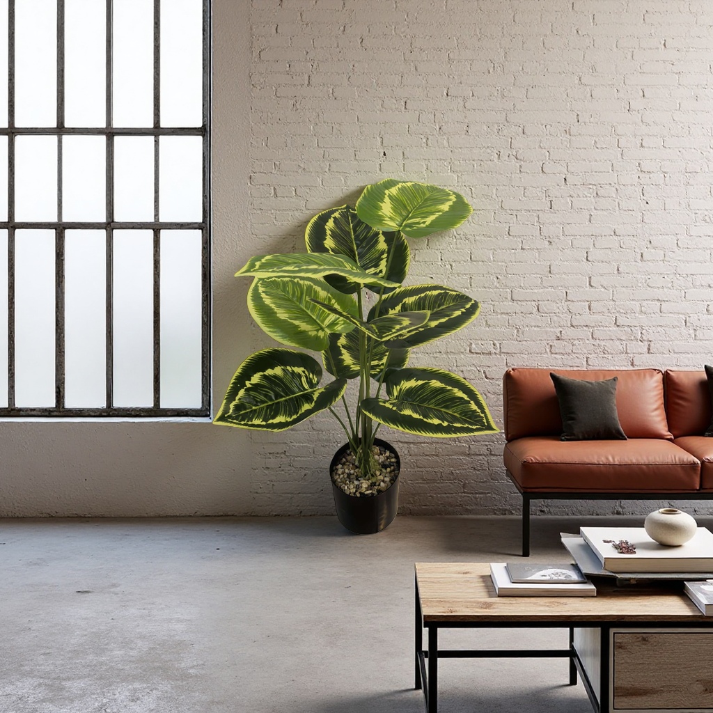 Green leaf plant potted plants, artificial green plant ornaments, for living room, bedroom and desktop decoration details Picture