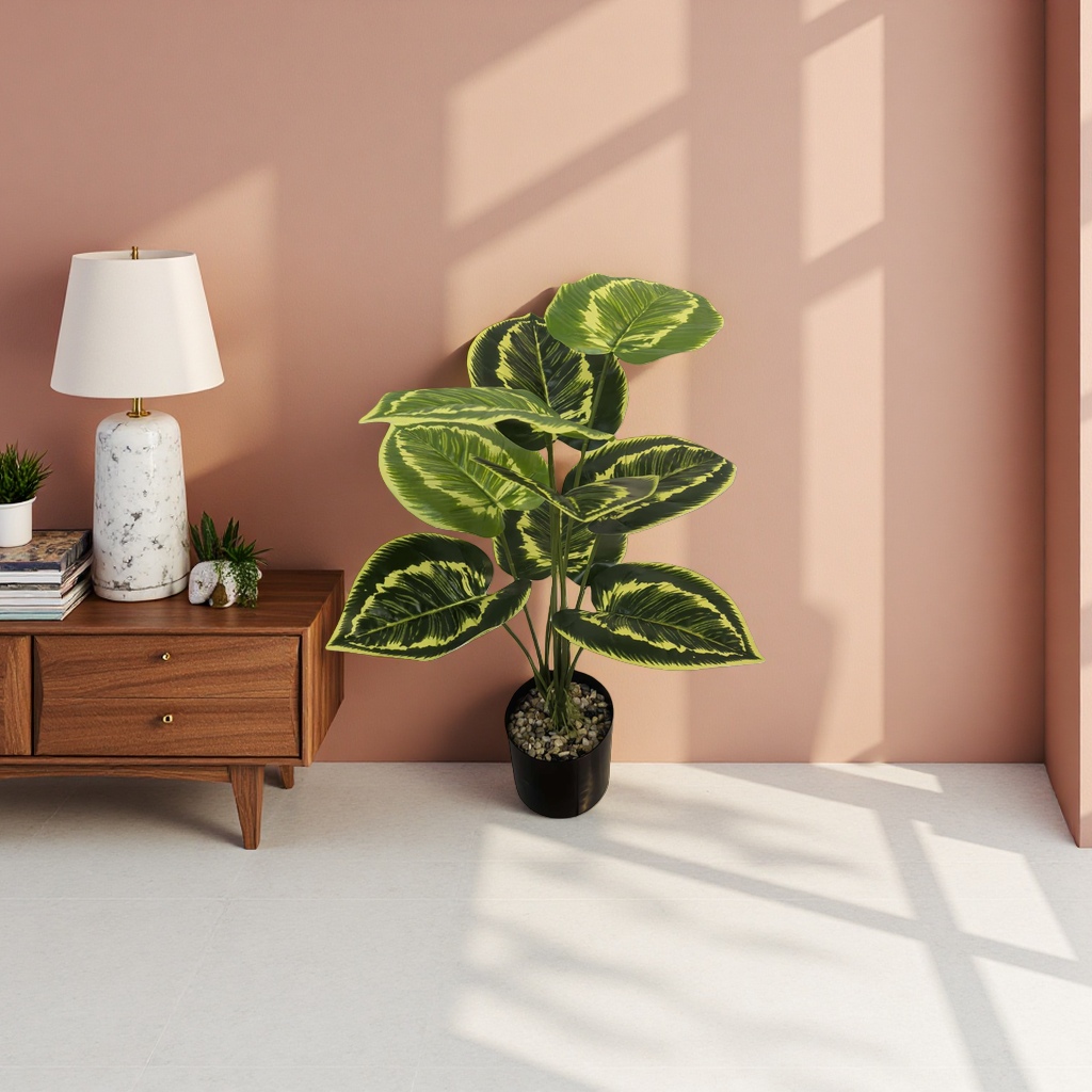 Green leaf plant potted plants, artificial green plant ornaments, for living room, bedroom and desktop decoration Application Scenario