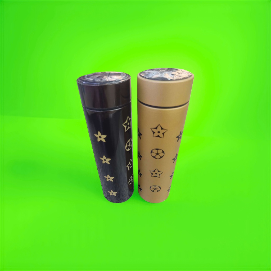 黑色金色星星圆形图案保温杯