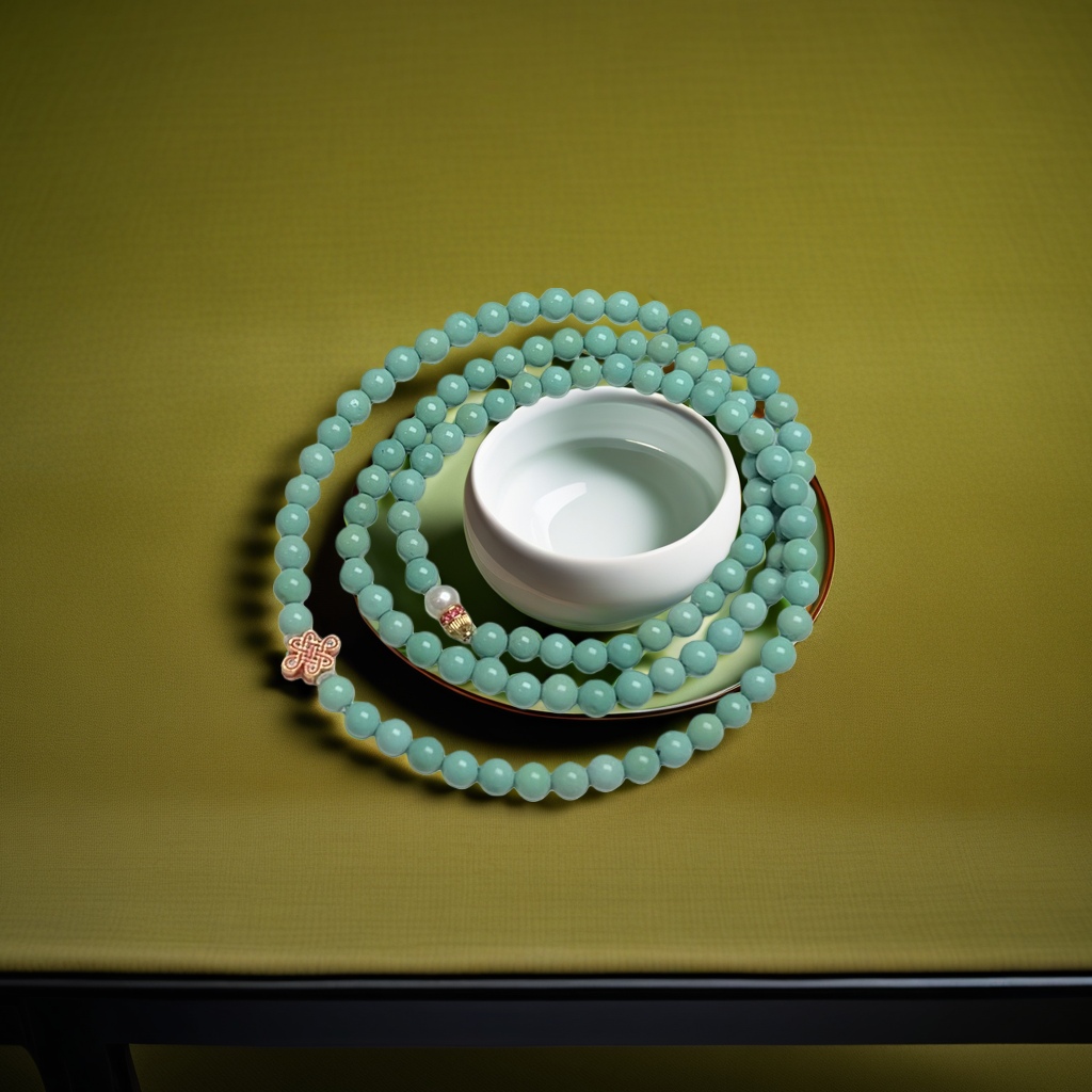 Natural raw turquoise high porcelain jelly material 4.8m Xiaomi chain necklace bracelet multi-loop collarbone chain bracelet women's original design trendy jewelry 18k real gold Chinese knot gourd accessory supports national inspection details Picture