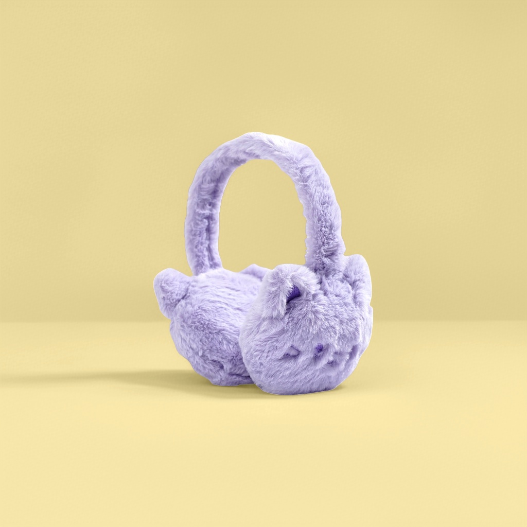 Pink plush cat ear cups are warm and cute, with a girlish style for winter ear warming and ear protection caps