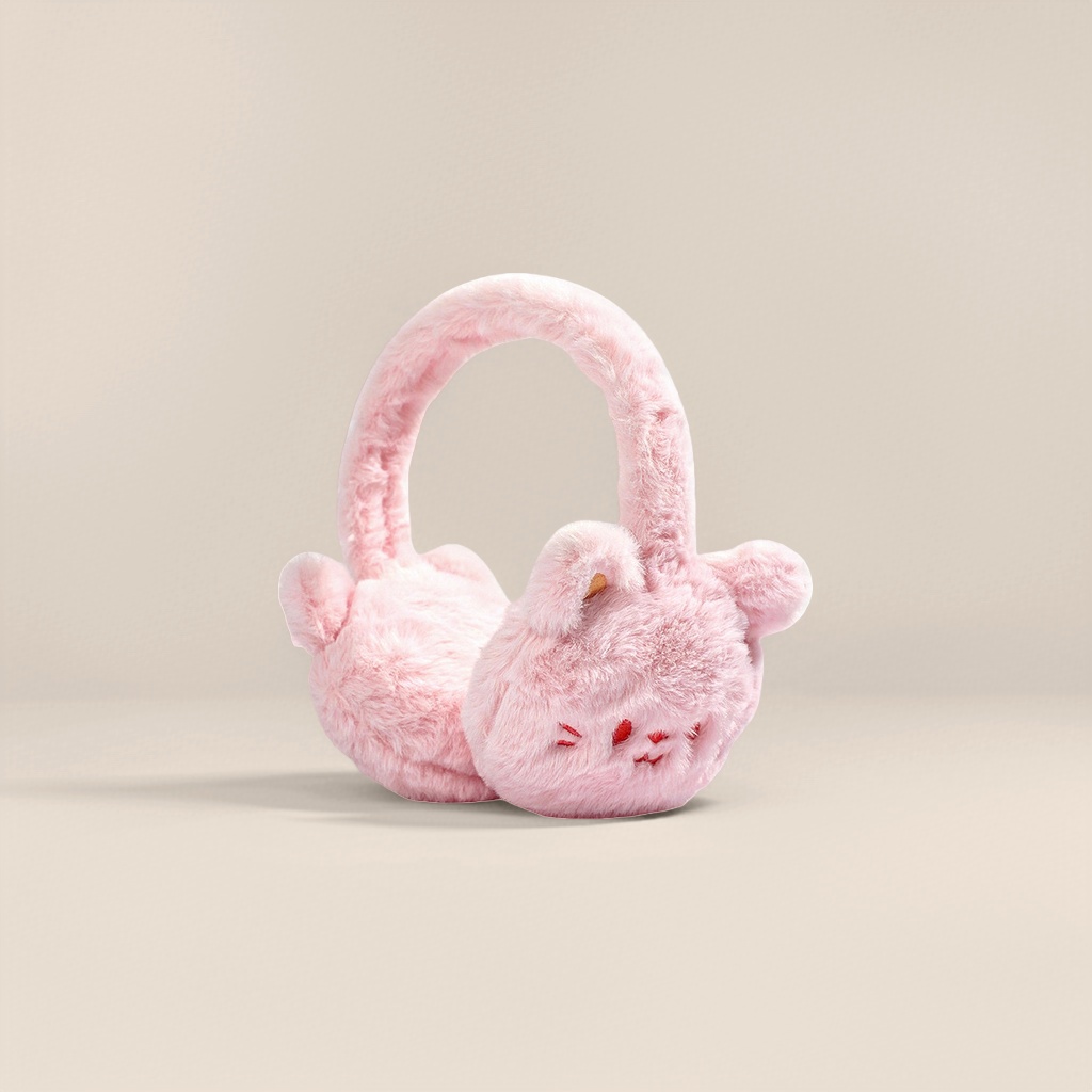Pink plush cat ear cups are warm and cute, with a girlish style for winter ear warming and ear protection caps Application Scenario