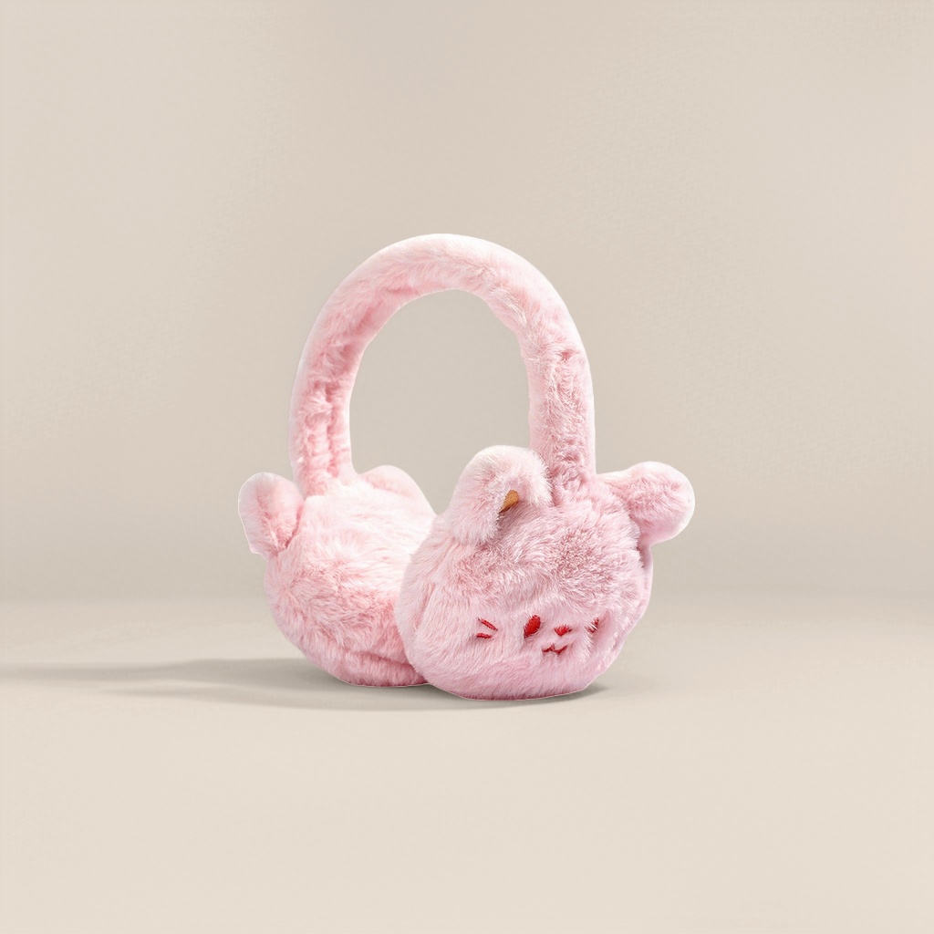 Pink plush cat ear cups are warm and cute, with a girlish style for winter ear warming and ear protection caps Specification image