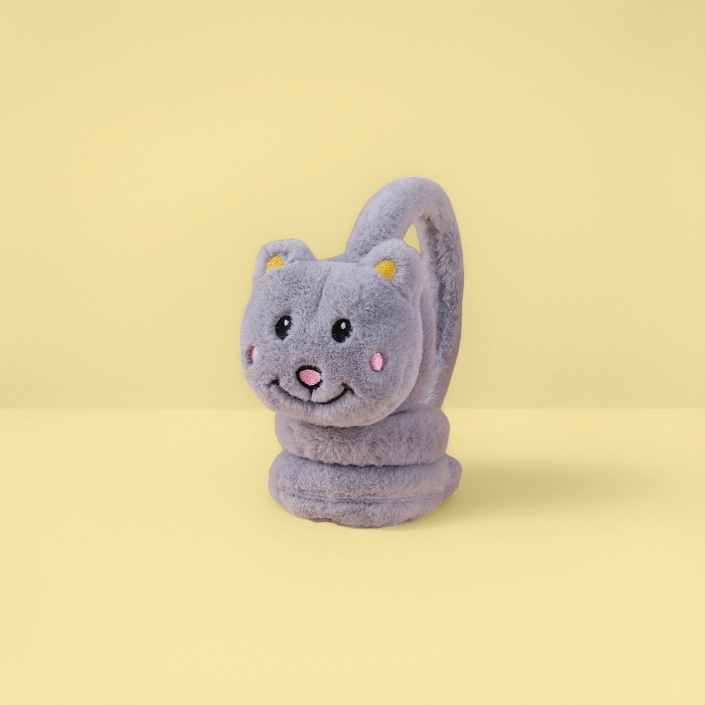 Plush toy cat-shaped ear cups are cute and warm. Winter cat-shaped plush ear warmth details Picture