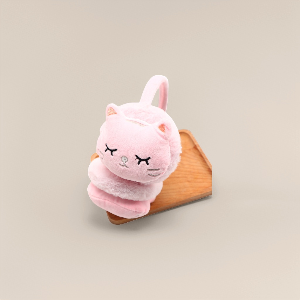 Pink cat-shaped plush ear cups are warm and cute, a must-have for couples in winter Specification image