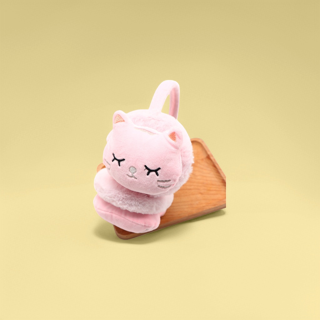 Pink cat-shaped plush ear cups are warm and cute, a must-have for couples in winter details Picture
