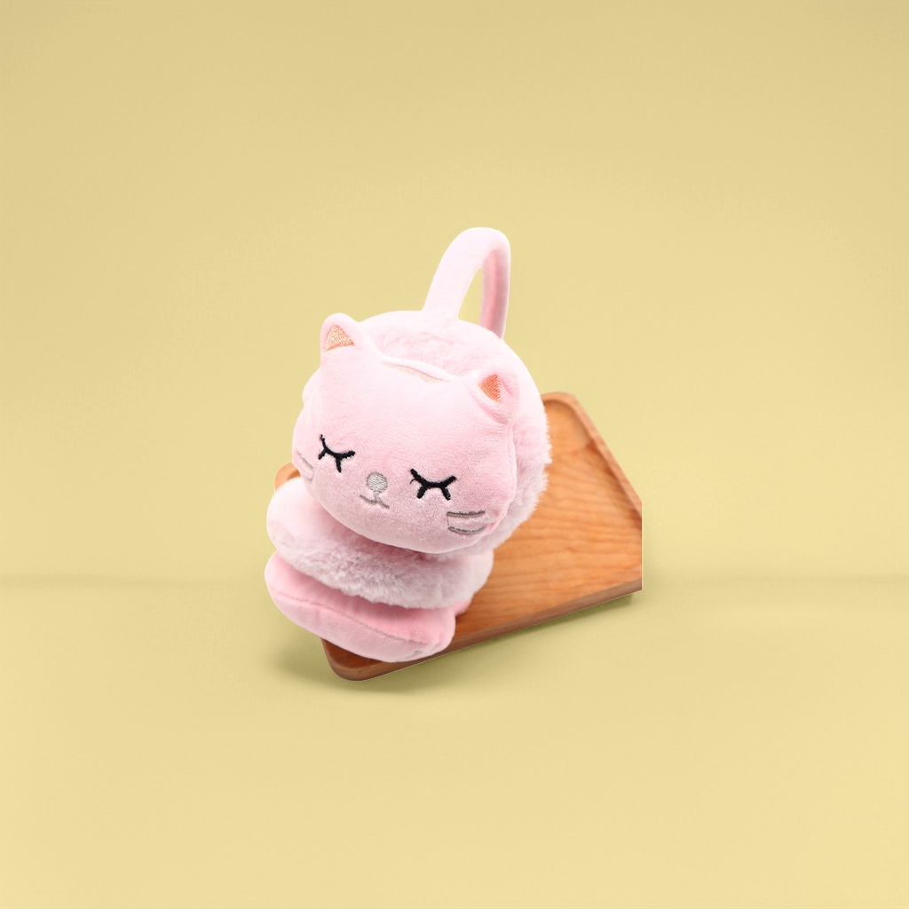 Pink cat-shaped plush ear cups are warm and cute, a must-have for couples in winter