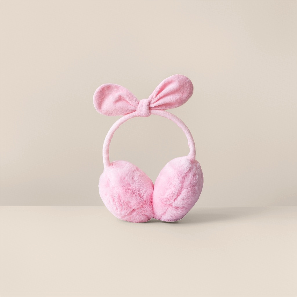 The pink plush rabbit ear earcups are warm and cold-proof, with a cute and girlish style that keeps your ears warm in winter Specification image