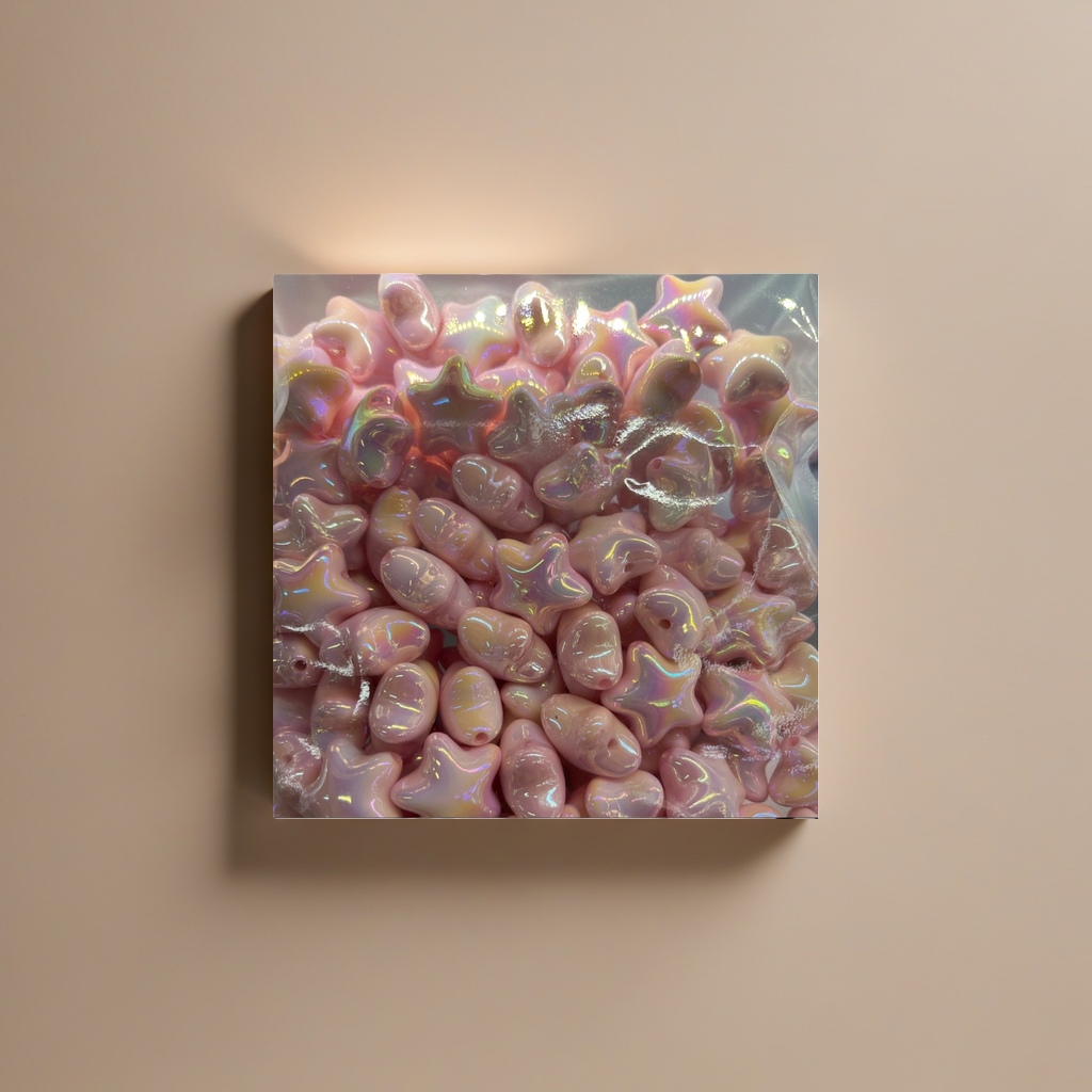 Pink star-shaped beads, simulated resin decorative beads, DIY jewelry materials Application Scenario