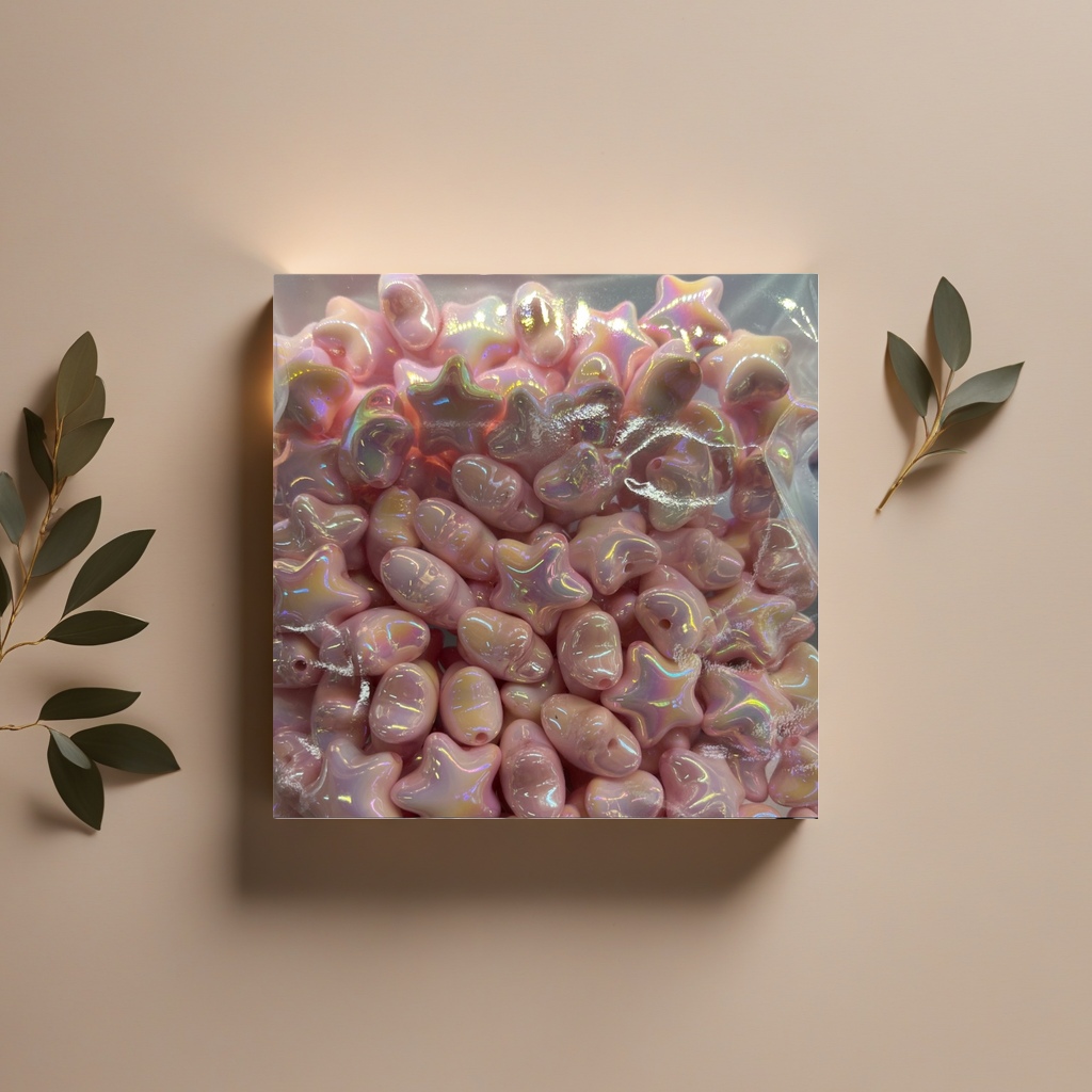 Pink star-shaped beads, simulated resin decorative beads, DIY jewelry materials Specification image