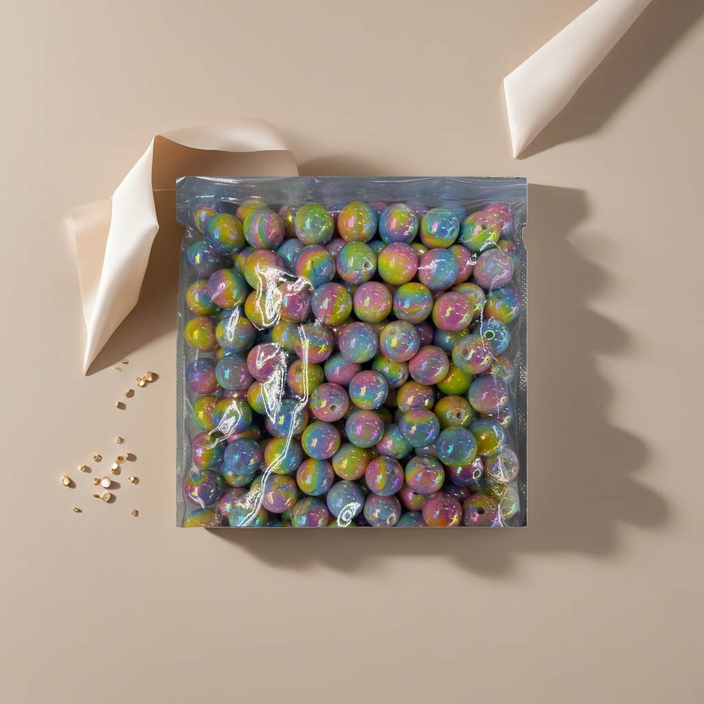 DIY handcrafted beaded jewelry with 6mm multi-color mixed acrylic round beads