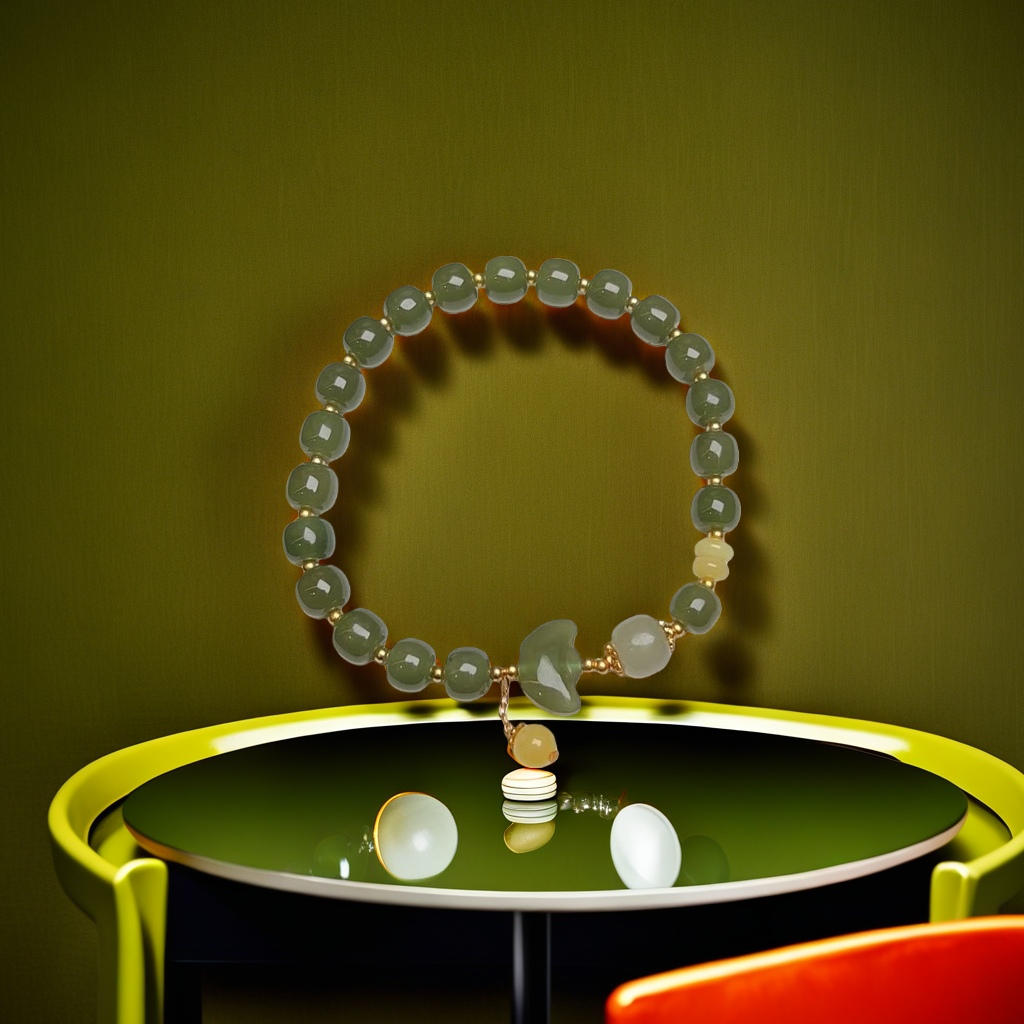 Green bead bracelet with natural green chalcedony 925 silver clasp, a daily outfit for women