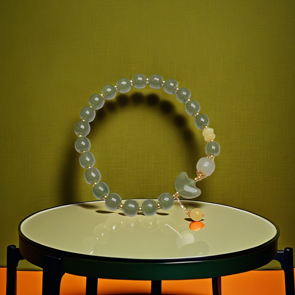 Green bead bracelet with natural green chalcedony 925 silver clasp, a daily outfit for women Specification image