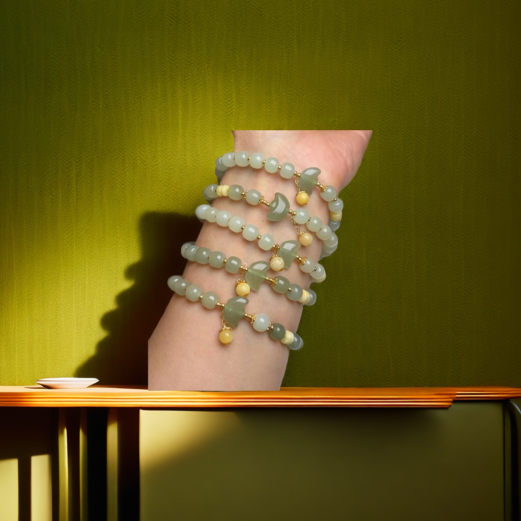 Green bead bracelet with natural green chalcedony 925 silver clasp, a daily outfit for women Application Scenario