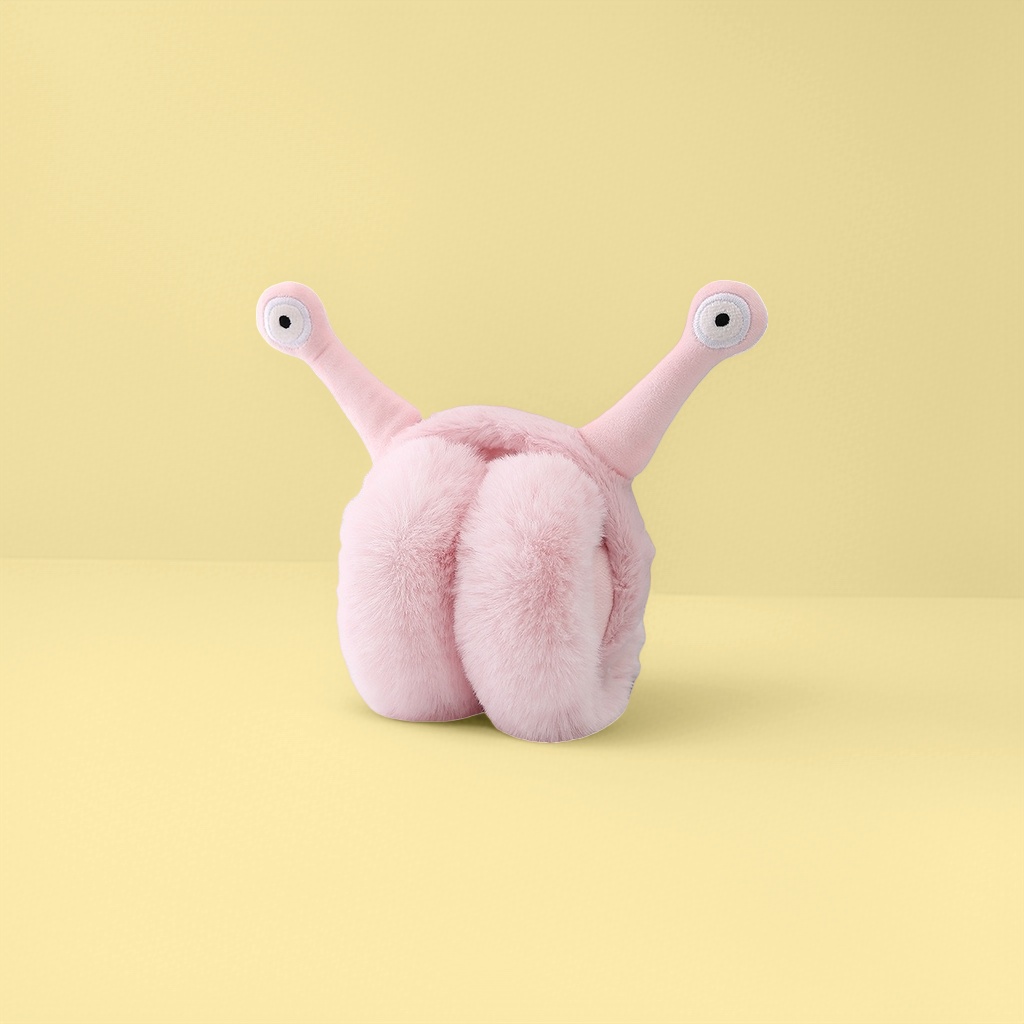 Pink plush ear muffs keep warm and protect against the cold. Cute and fluffy ear warmth for women in autumn and winter