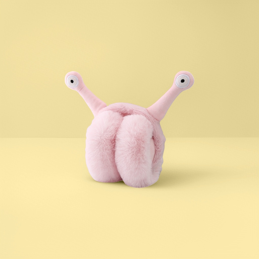 Pink plush ear muffs keep warm and protect against the cold. Cute and fluffy ear warmth for women in autumn and winter details Picture