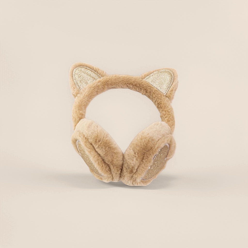 The black plush cat ear-shaped ear cups are warm and cute, with a girlish style that keeps your ears warm in winter Specification image