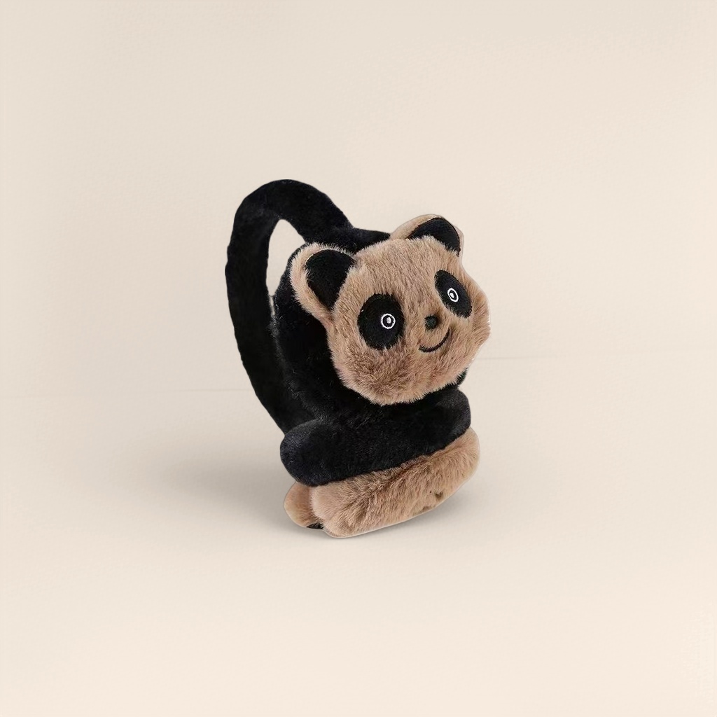 Thickened plush ear cups for warmth, cold protection and ear care in panda cartoon style Specification image