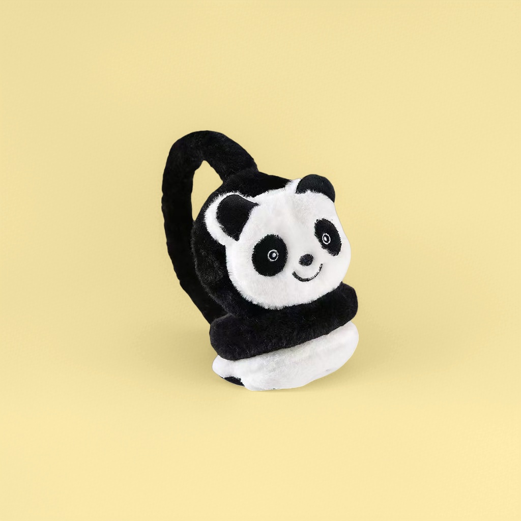 Thickened plush ear cups for warmth, cold protection and ear care in panda cartoon style details Picture