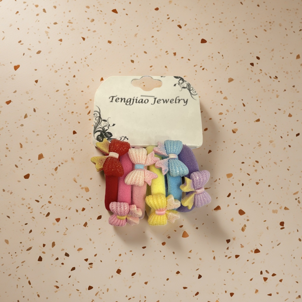 Tengjiao Jewelry彩色蝴蝶结多色发圈 柔软防滑扎发饰品