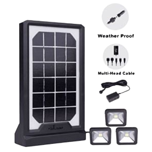 Solar light strips, solar panels and three LED lamp heads for outdoor courtyard lighting waterproofing Item Picture