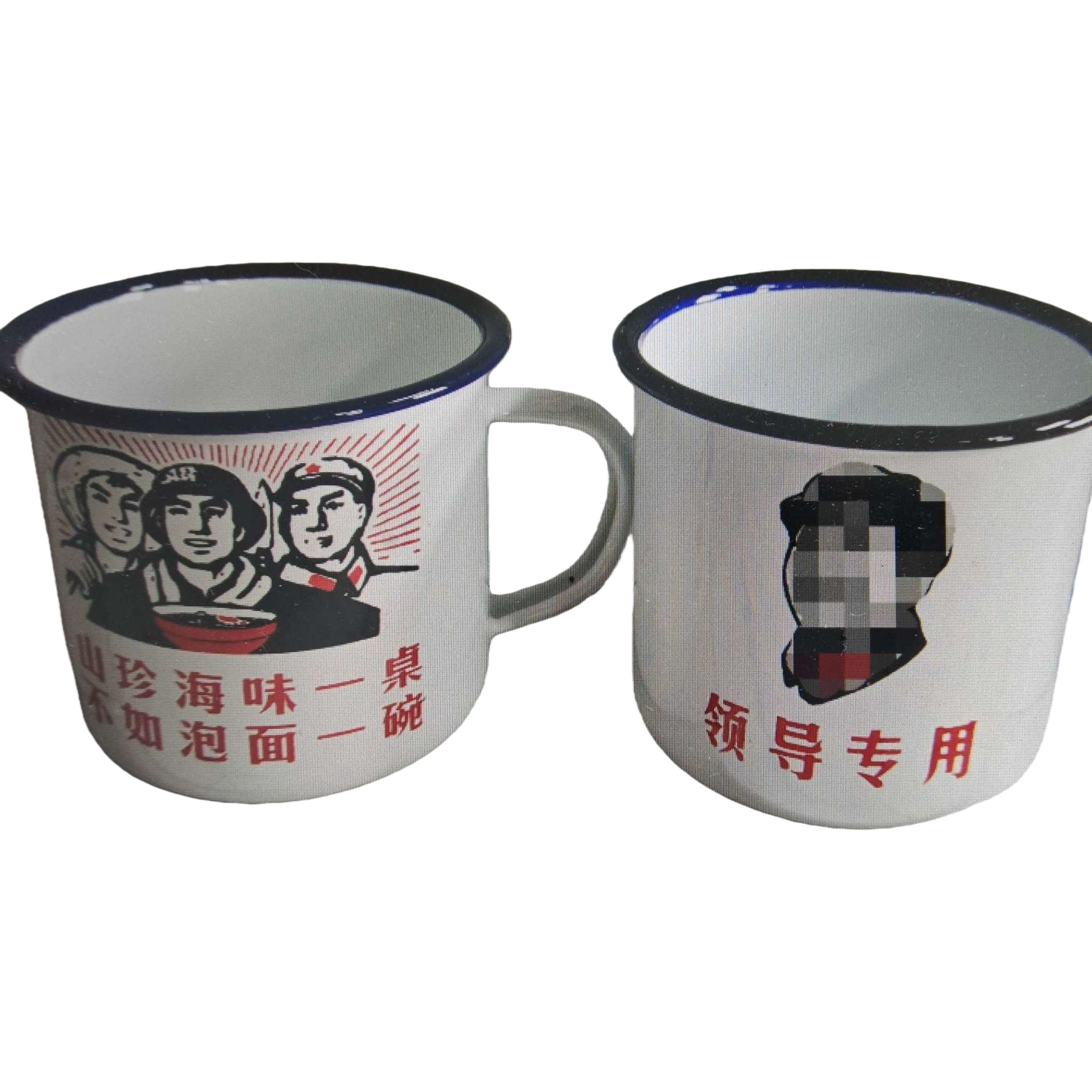 Retro enamel cup, large-capacity household coffee cup, water cup, 12-ounce double-eared mug Item Picture