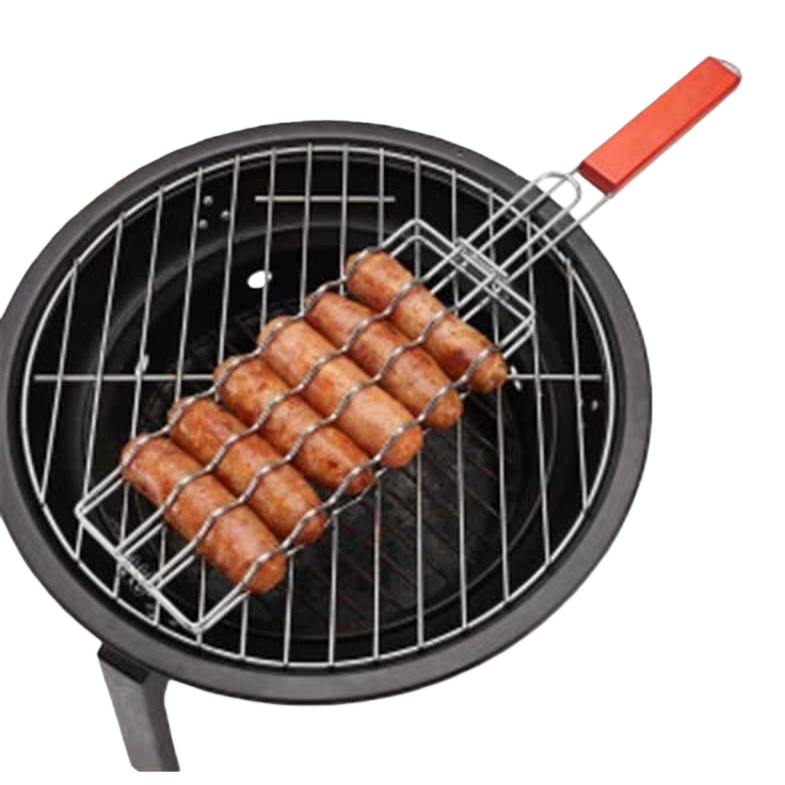 Portable outdoor camping charcoal grilling rack for sausages made of stainless steel at home Item Picture