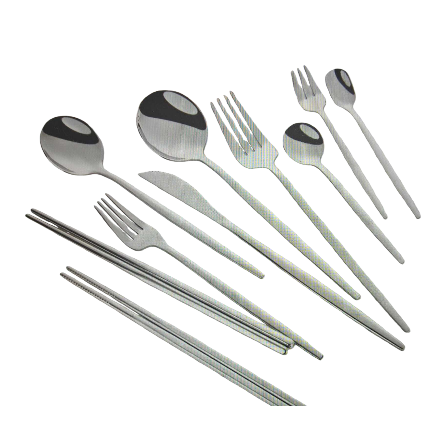 Stainless steel tableware set, spoons, forks, chopsticks, knives, four-piece set for home use, portability and travel Item Picture