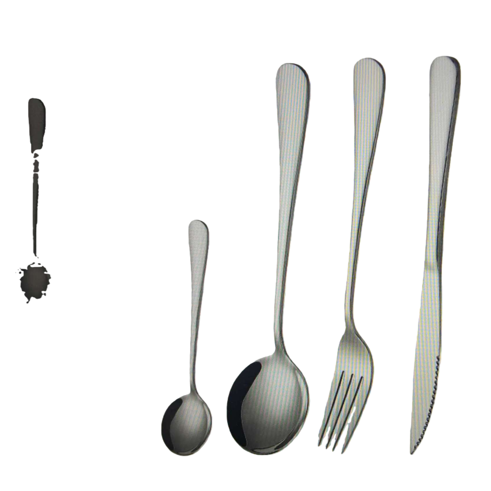 Stainless steel tableware set, three-piece spoon, fork and knife set, portable and simple for home use Item Picture