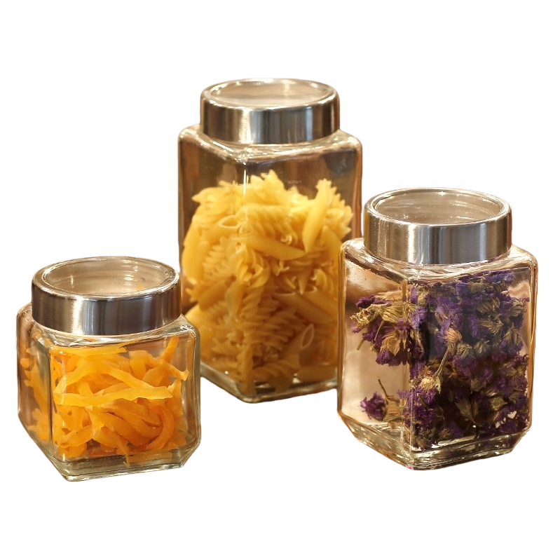 Glass jar, transparent sealed storage jar, household kitchen seasoning jar, high borosilicate heat-resistant Item Picture