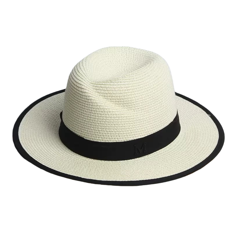 A beige straw hat for women's summer sun protection and sun protection woven hat Item Picture