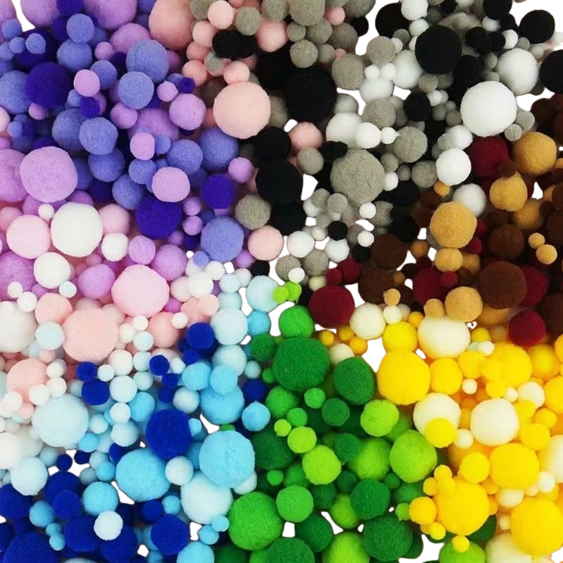 Colorful pom-pom Chenille fleece hand-decorated pom-pom mixed in multiple colors Item Picture