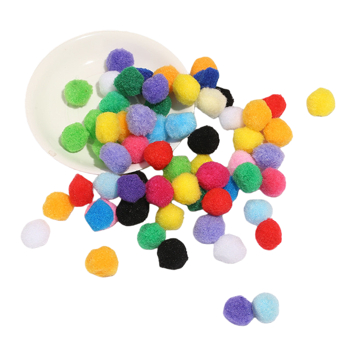 Handmade DIY accessories and decorations with polypropylene cotton balls and colorful pom-poms Item Picture