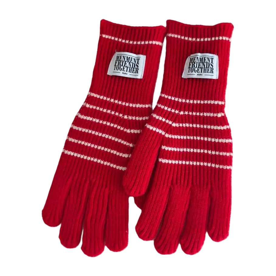 Red knitted gloves are warm and anti-slip for women in autumn and winter Item Picture