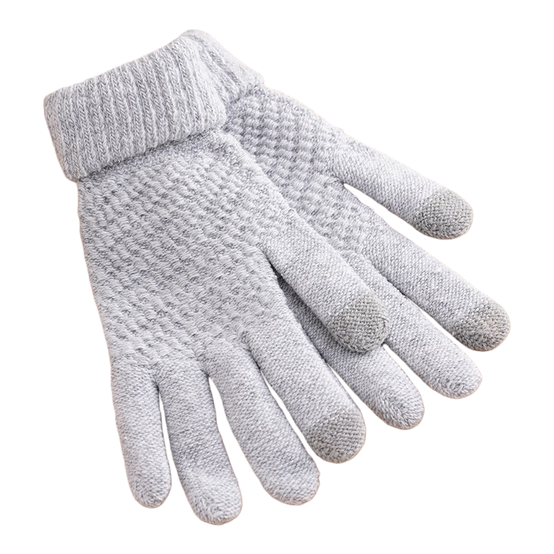 Knitted gloves for women, warm, anti-slip, touch screen, thickened plush hand protection for autumn and winter Item Picture