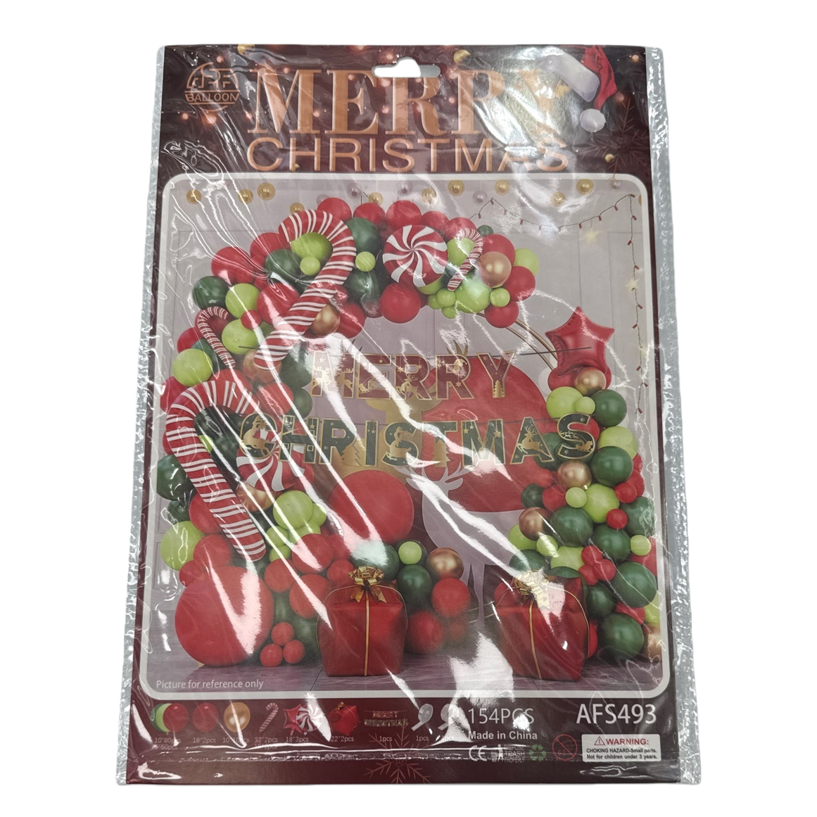 Christmas holiday decoration balloon set with gold foil and red and green color scheme for party decoration Item Picture