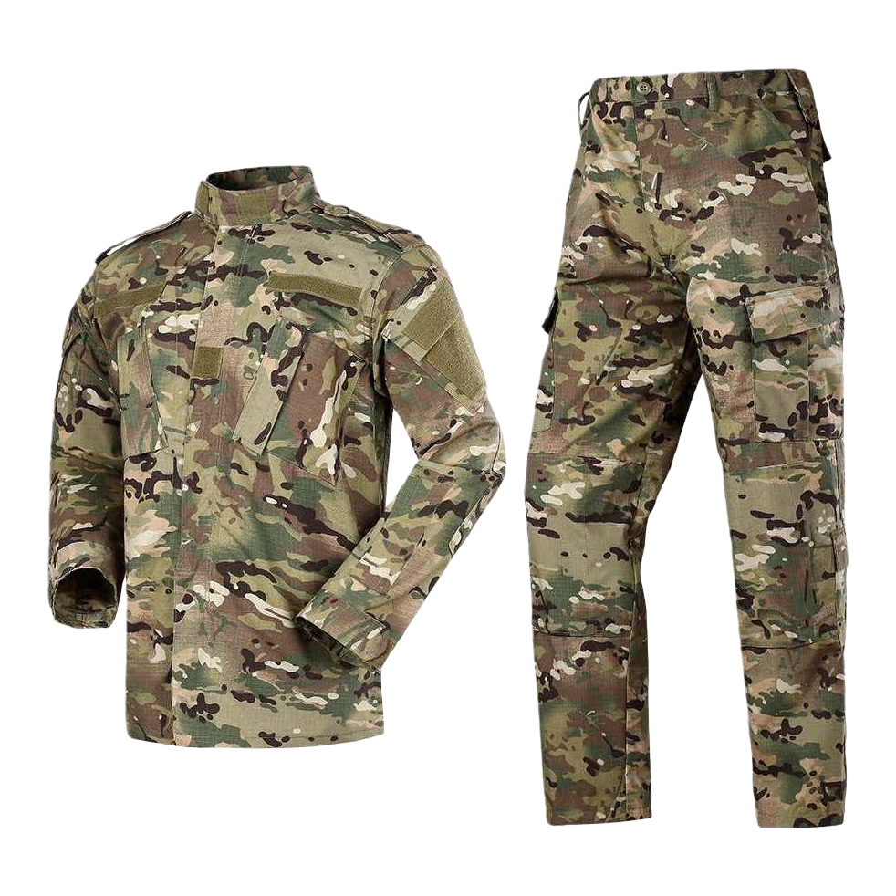 A set of outdoor training workwear for both men and women, featuring a camouflage jacket and trousers Item Picture