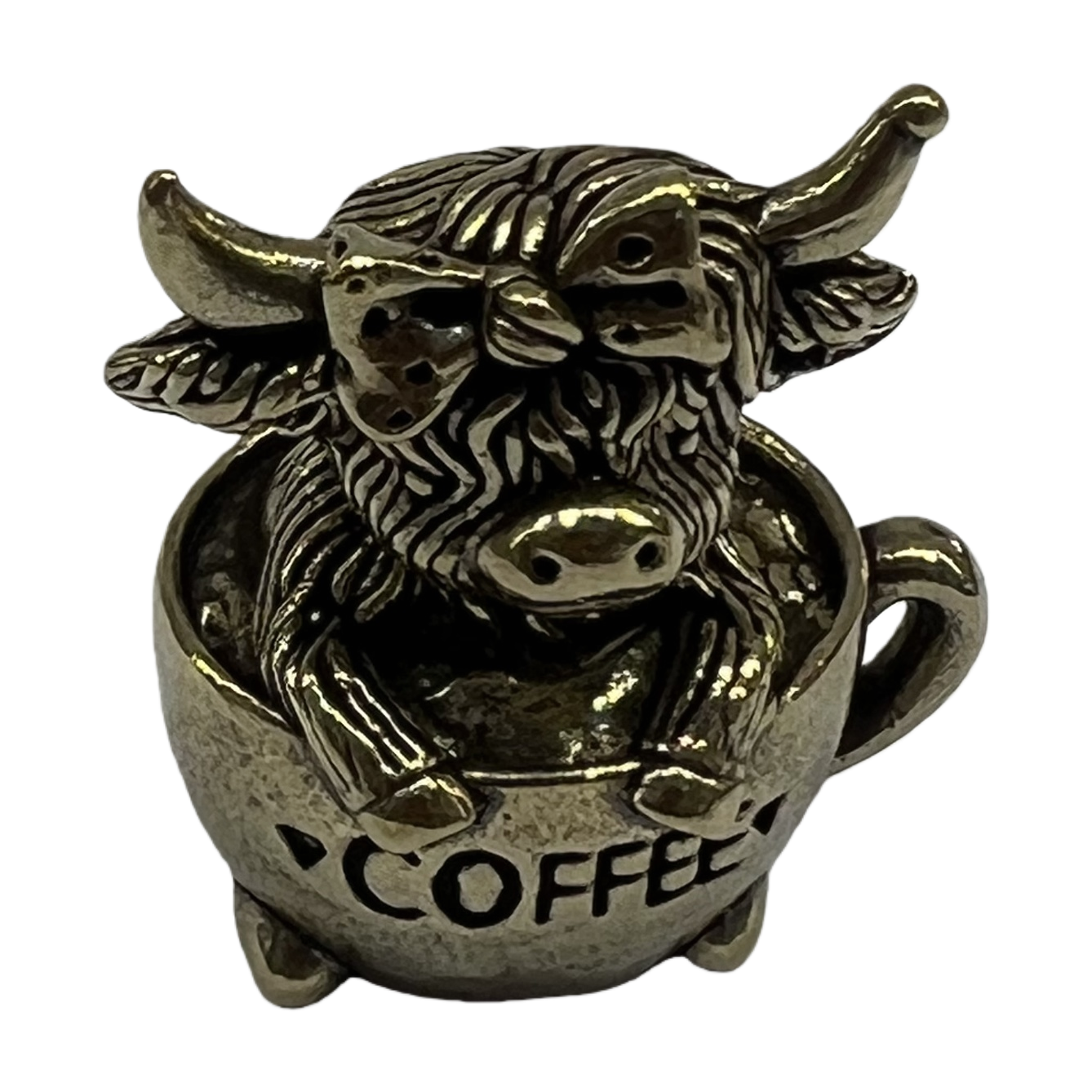 Brass bull-shaped coffee cup, a retro and creative portable mug for office and home use Item Picture