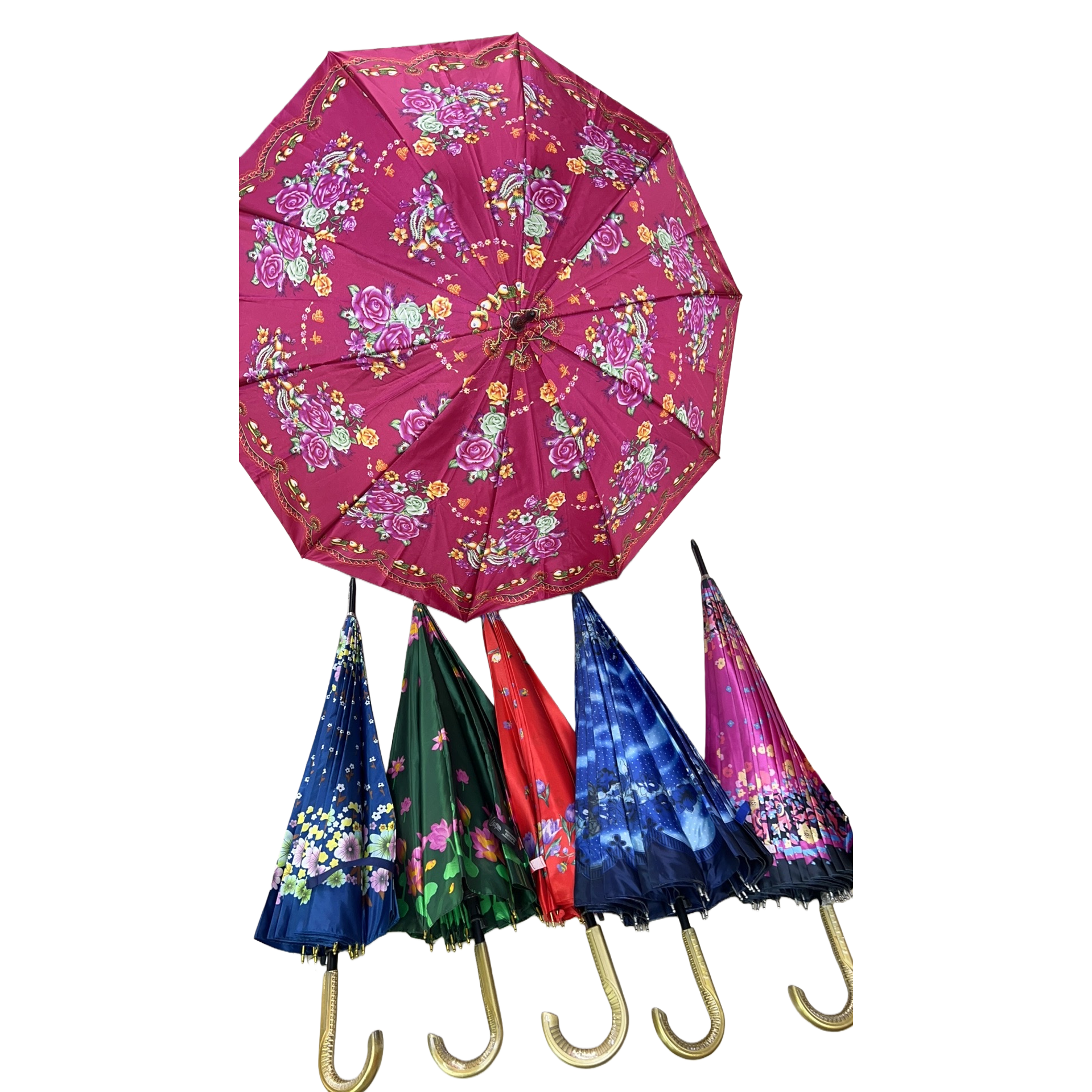 نوع الزهور في المطر والمظلات الواقية من الشمس التي تطوي النساء بشكل عام Item Picture