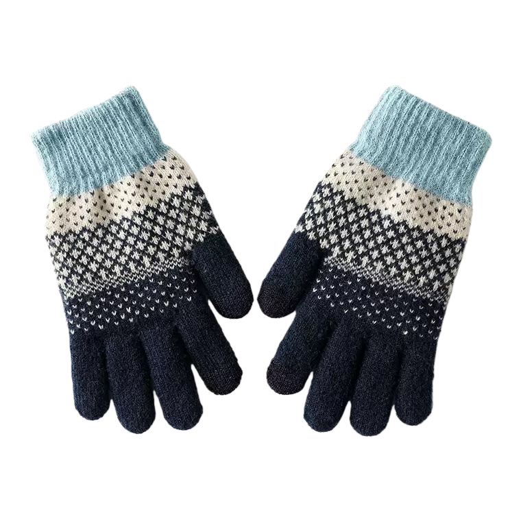 A pair of warm, anti-slip and touch-screen knitted gloves for women in autumn and winter Item Picture