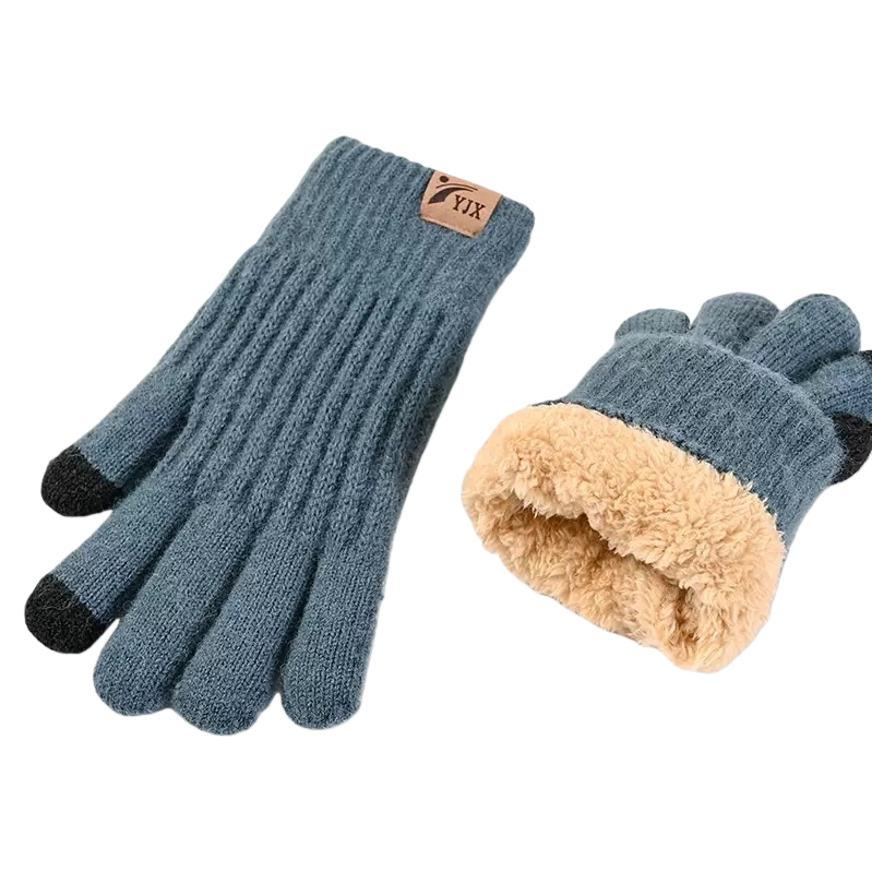 Knitted gloves for warmth and anti-slip, thickened cotton fleece gloves for women in autumn and winter Item Picture
