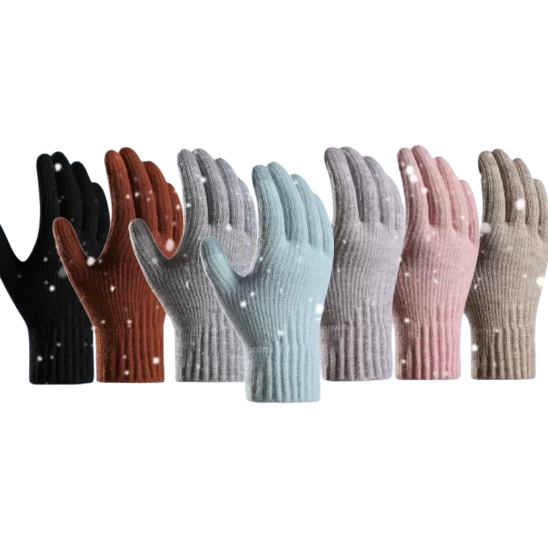 1 pair of thickened cold-proof knitted gloves for women with warm touch screen Item Picture