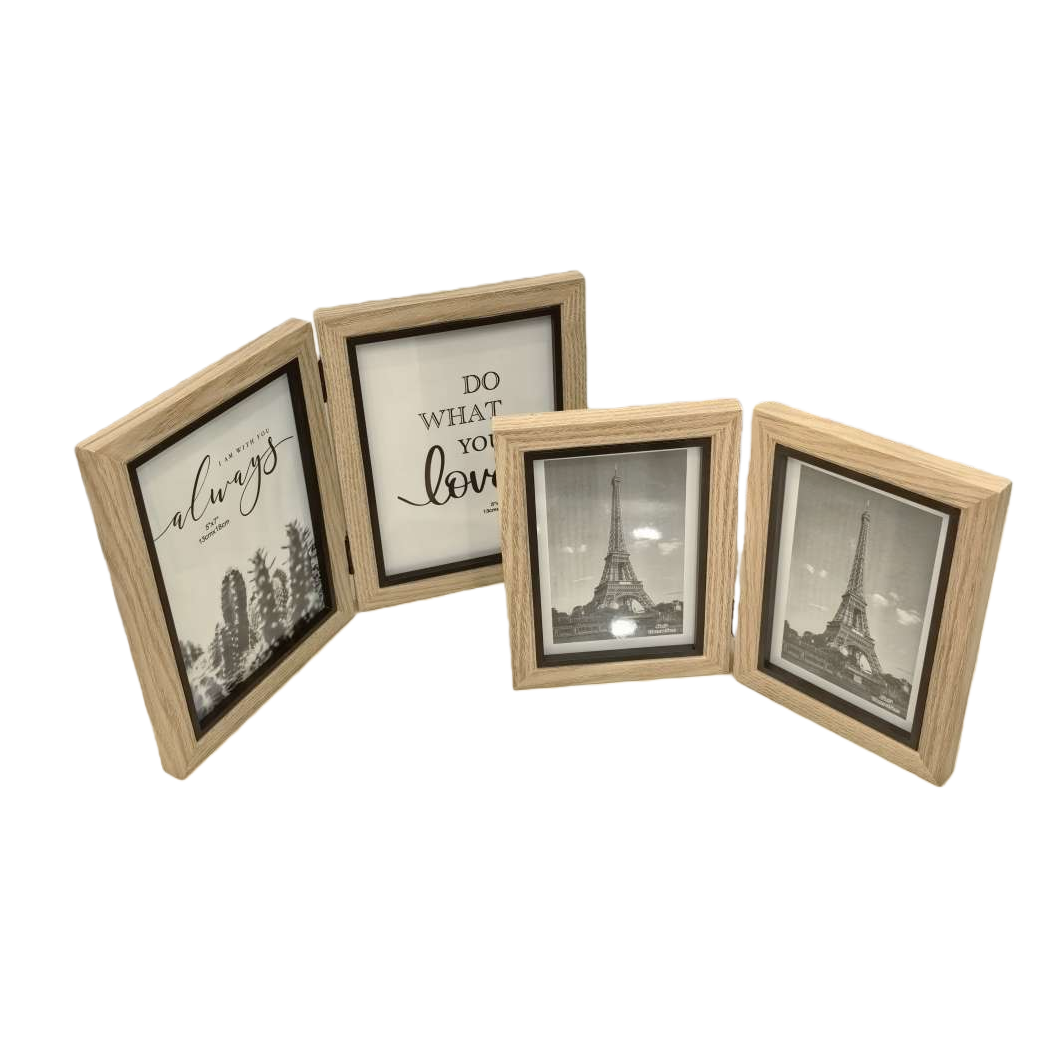 Simple Nordic-style wooden photo frame, 10-inch double-sided display photo frame, home decoration picture frame Item Picture