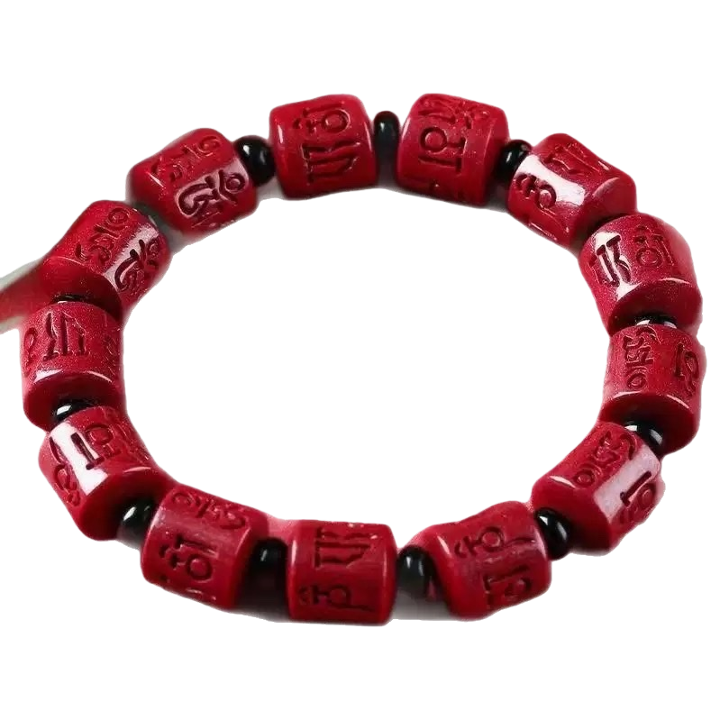 Red engraved bead bracelet, a fashionable, simple and individual accessory, is a wrist decoration for women Item Picture