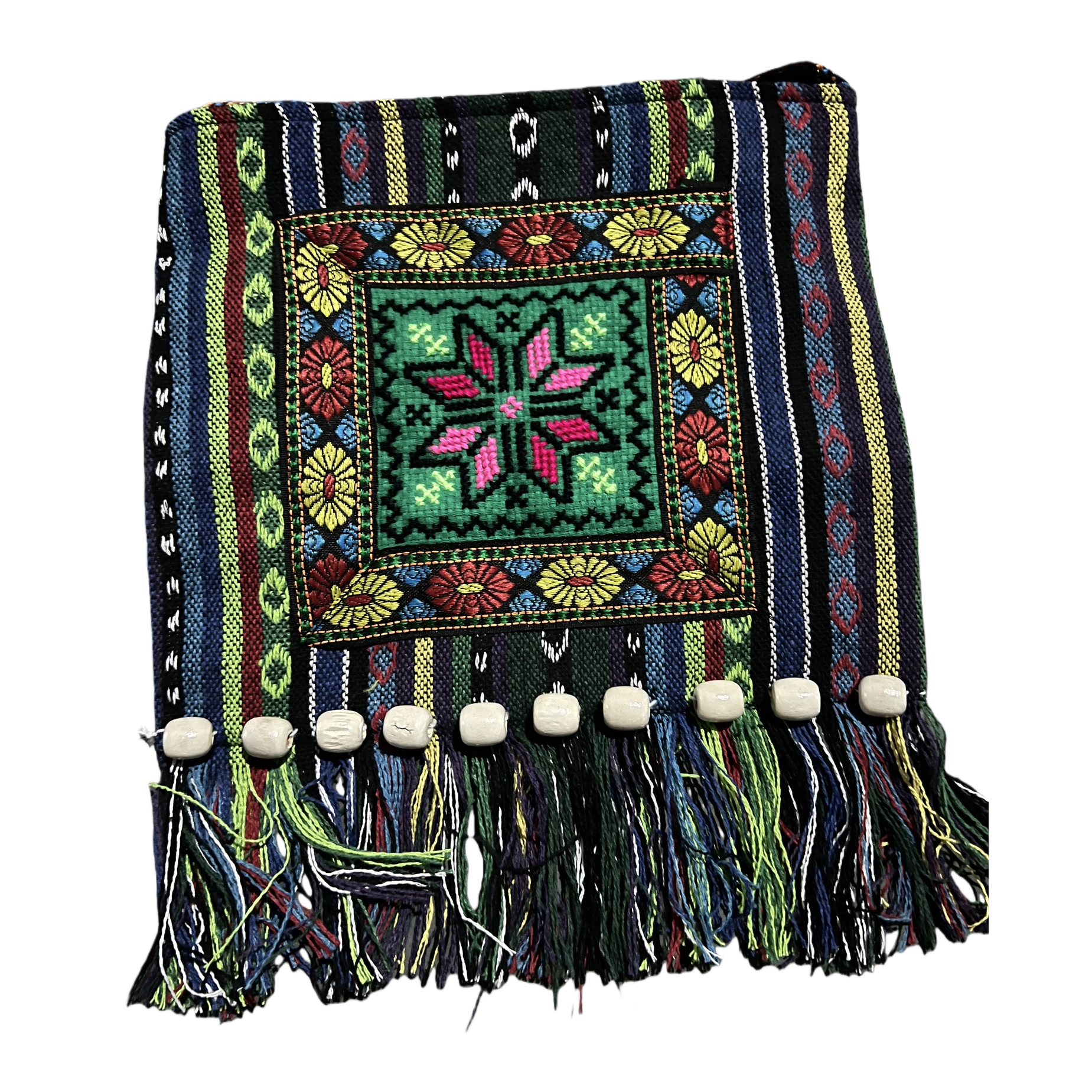 Hand-embroidered ethnic bag, colorful embroidered fabric woven bag, fashionable hand-held bag, shoulder crossbody bag for women Item Picture