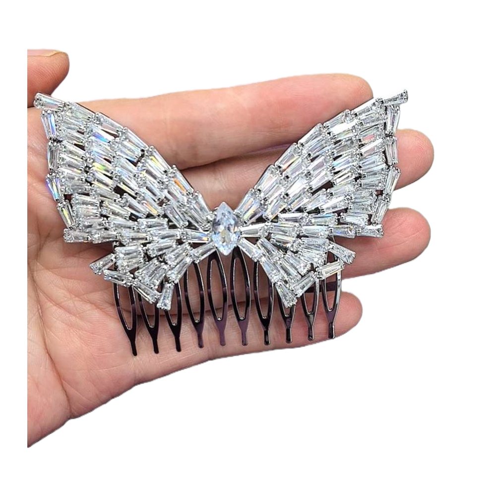 Butterfly-shaped hair combs are fashionable and cute. The ladies' combs are smooth and won't damage the hair Item Picture