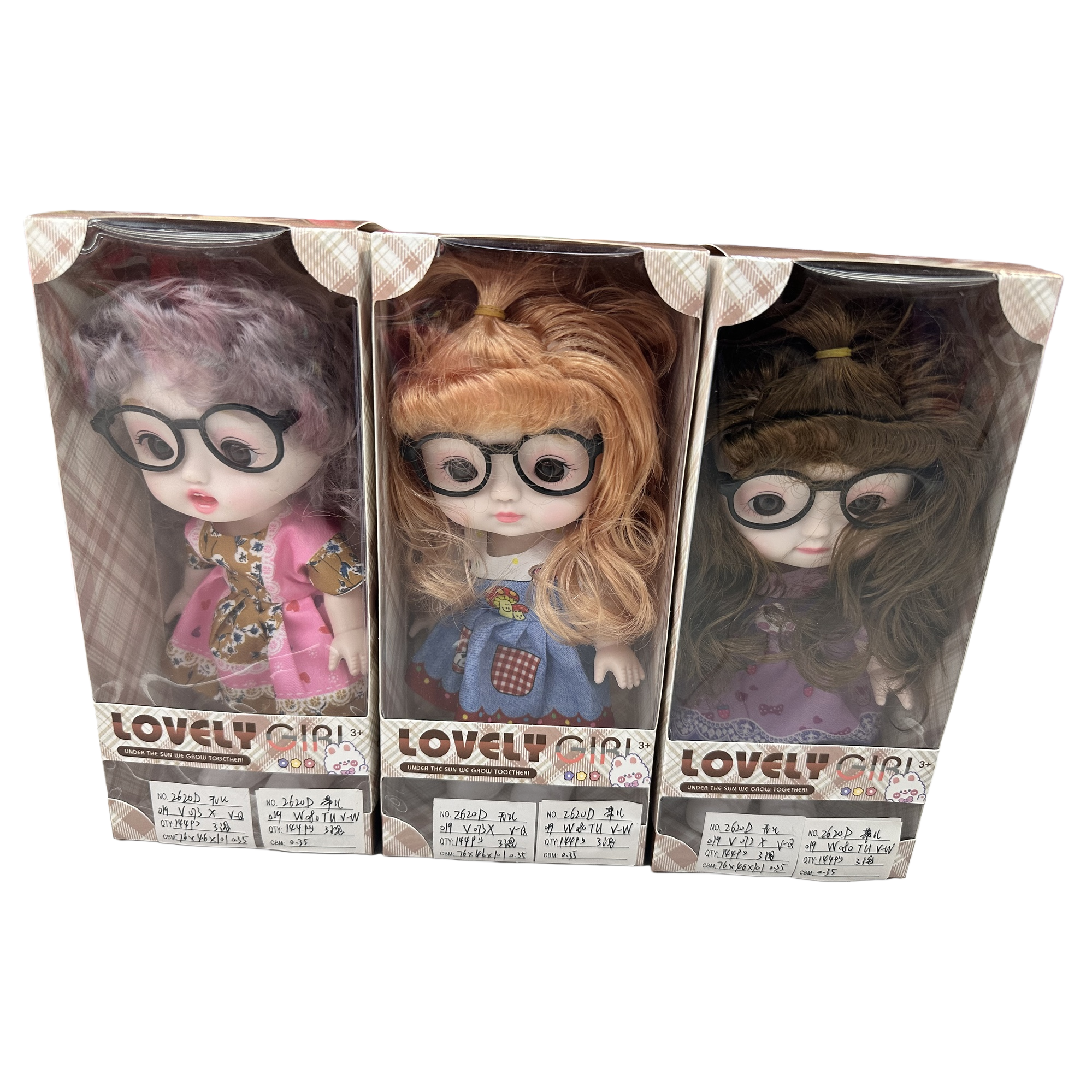 Chica adorable gafas muñeca caja de embalaje en Item Picture