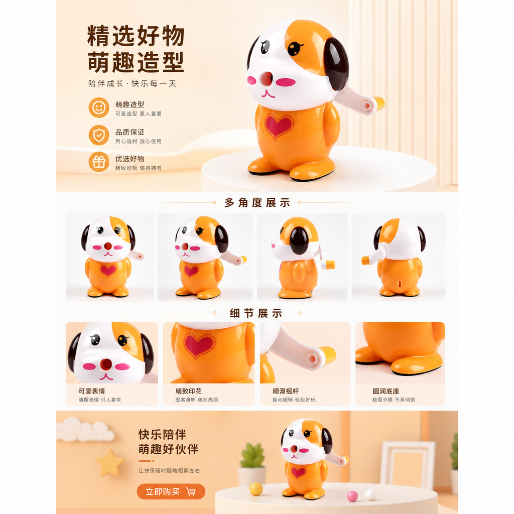 卡通小狗造型削笔刀 学生文具创意可爱便携削铅笔刀详情1