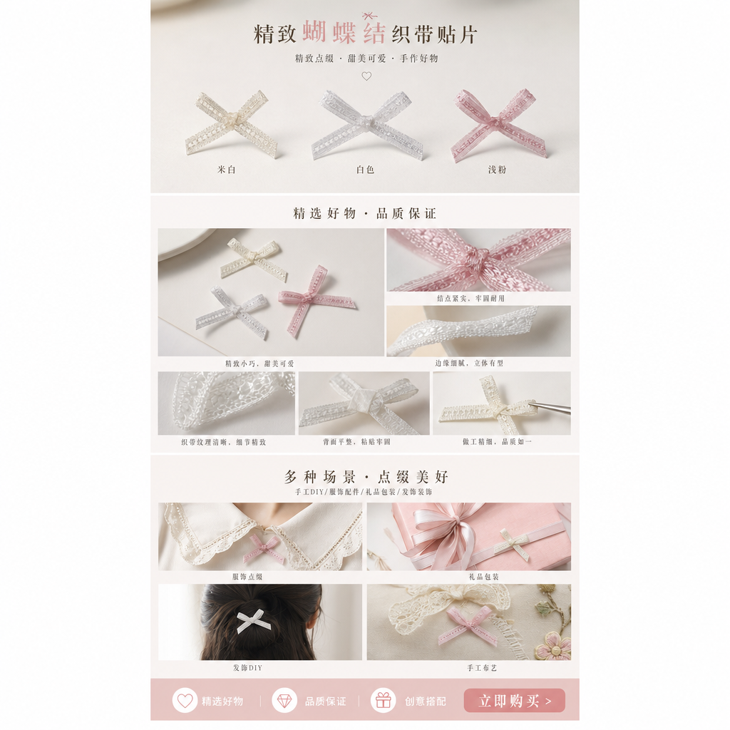 丝带蝴蝶结装饰礼盒包装用双层立体蝴蝶结丝带详情1